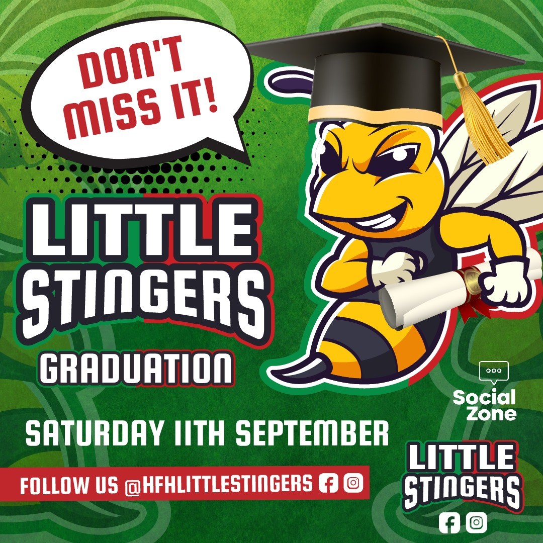 LITTLE STINGERS GRADUATION 🎓🐝

Will be taking place Saturday 11th September, after their training session!
With our training sessions coming to an end for this year, we thought it would be a fantastic way to show our Little Stinger Superstars how amazing they've been every week! 🏉🐝❤💚🖤

We hope you can all join us to celebrate! 🎉

#littlestingers #haltonfarnworthhornets #oneclub #OneVision